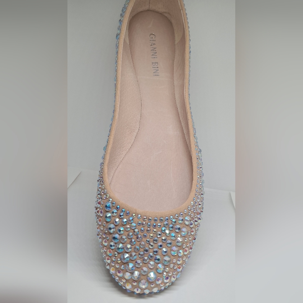 Gianni Bini Beige Rhinestone Embellished Flats
